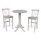 International Concepts Round 30 in Rd Pedestal Bar Ht Table, 2 X-Back Bar Ht Stools, Washed Gray Taupe, 30 W, 30 L, Wood K09-30RT-6B-2-S6133-2 - alternate 1